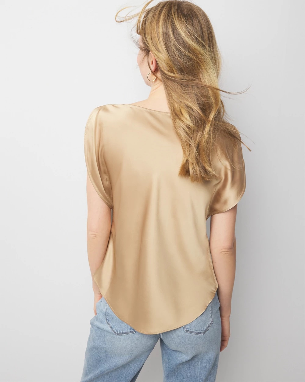 Satin Petal Sleeve Blouse