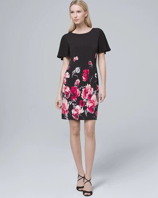 Ultimate Reversible Chiffon-Sleeve Knit Shift Dress