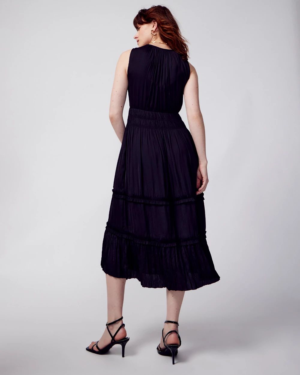 Satin Surplice Midi Dress