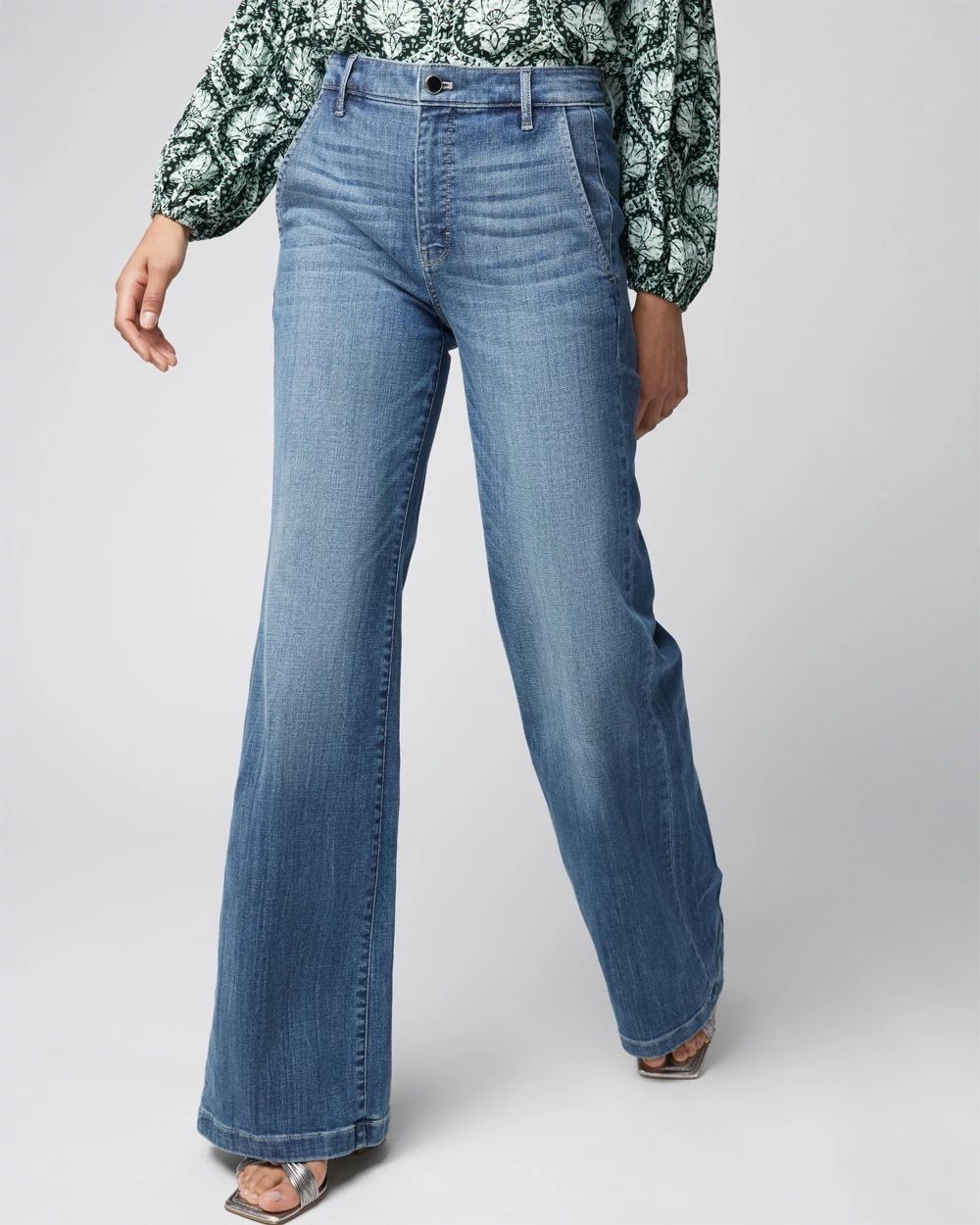 Petite Extra High-Rise Everyday Soft Denim  Wide Leg Jeans click to view larger image.