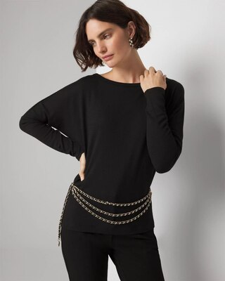 Long Sleeve Knit Top with Cutout Back