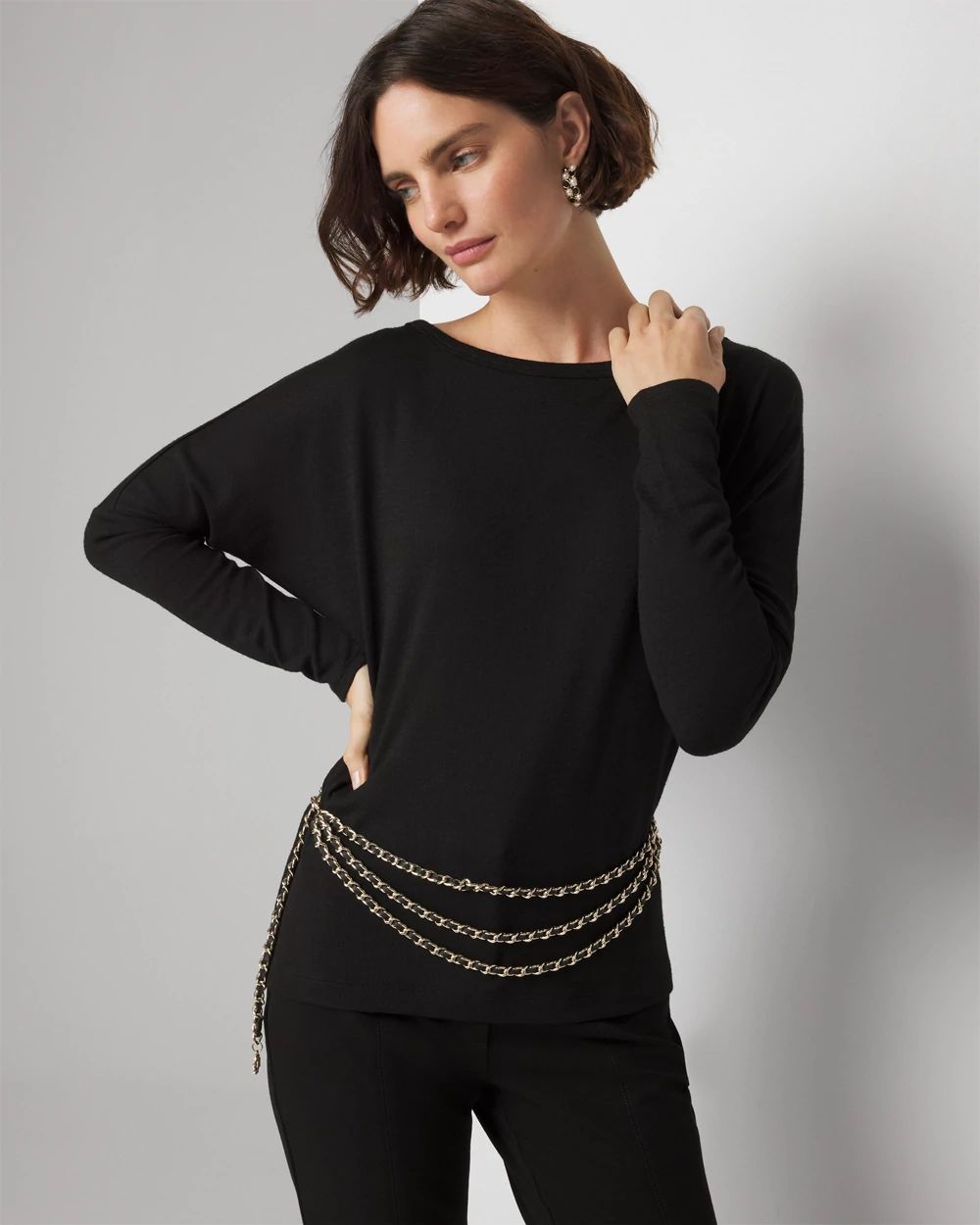 Long Sleeve Knit Top with Cutout Back