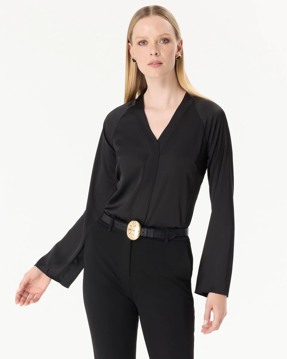 Raglan Sleeve Satin Shirt