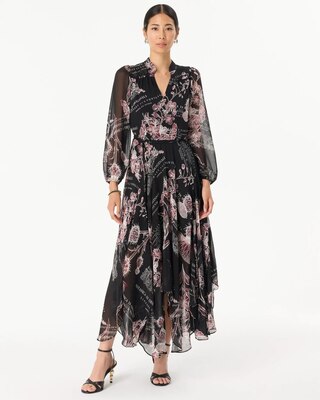 Handkerchief Hem Chiffon Midi Dress click to view larger image.