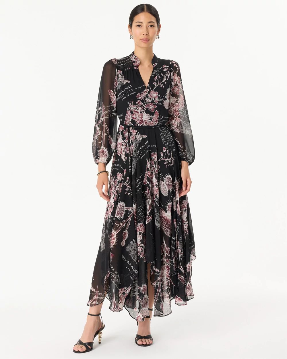 Handkerchief Hem Chiffon Midi Dress click to view larger image.