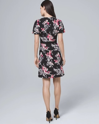 Reversible Floral/Geo-Print Faux-Wrap Dress click to view larger image.