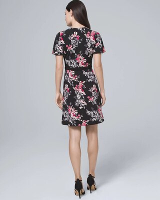 Reversible Floral/Geo-Print Faux-Wrap Dress