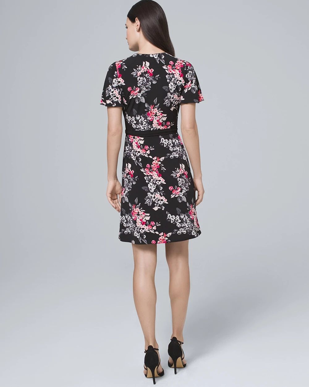 Reversible Floral/Geo-Print Faux-Wrap Dress