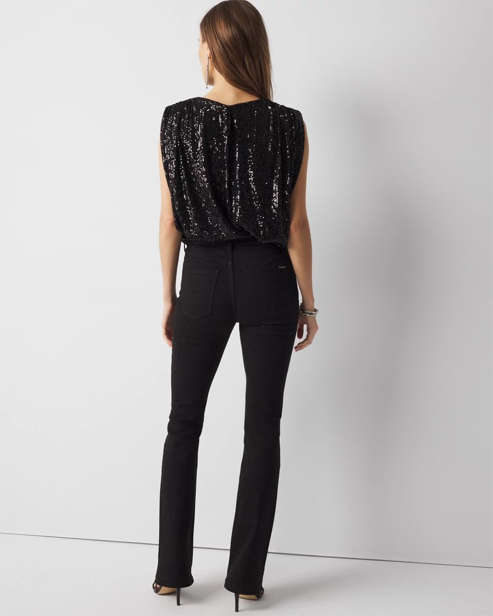 High-Rise Sculpt Embellished Skinny Flare Jeans