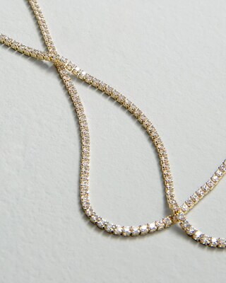 Gold Crystal Tennis Necklace