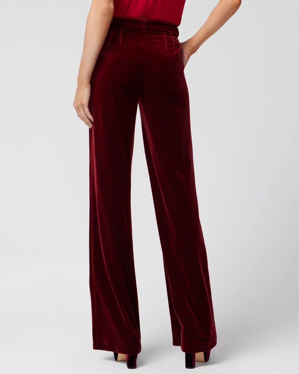 WHBM® Petite Luna Wide Leg Velvet Trousers click to view larger image.