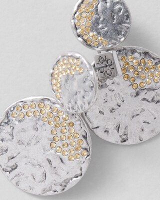 Silver Coin Pavé Earrings