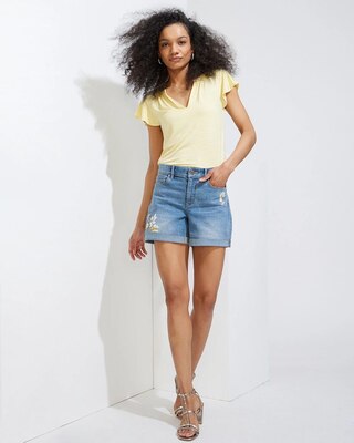 Outlet WHBM Mid-Rise Embroidered Shorts