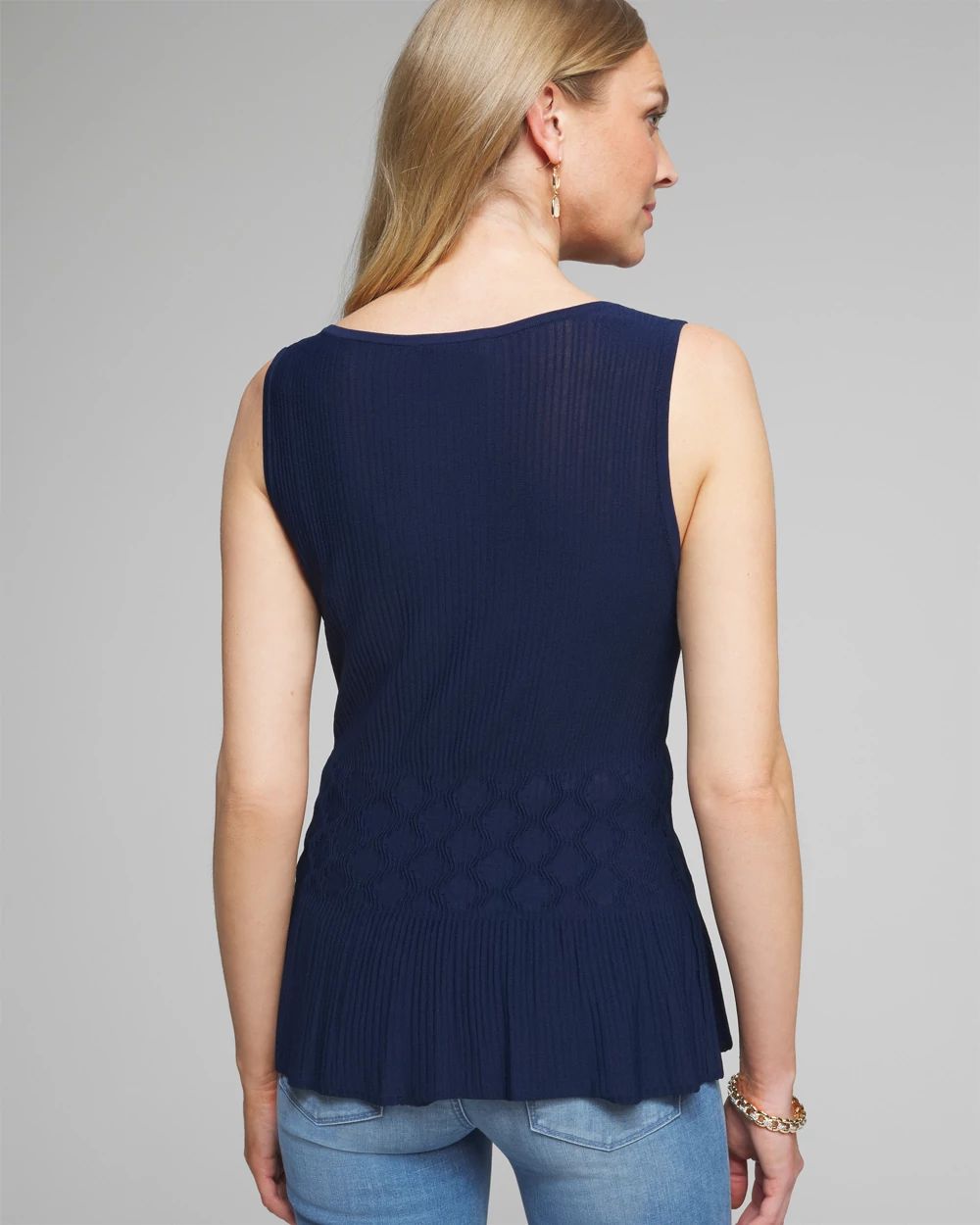 Outlet WHBM Sleeveless Multi Stitch Peplum Top click to view larger image.