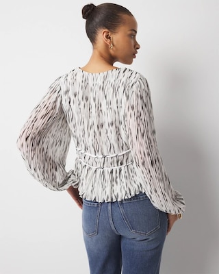 Ikat Pleated Peplum Blouse click to view larger image.