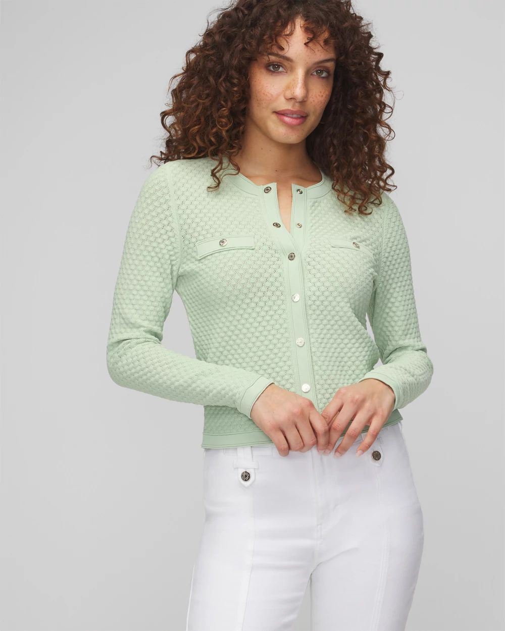 Novelty Stitch Crew Cardigan