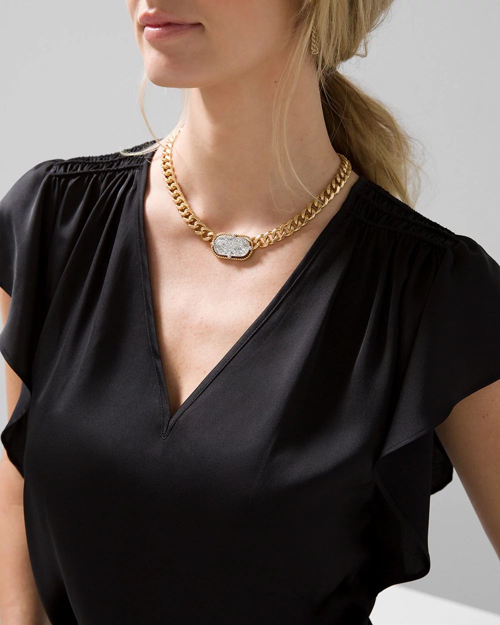 Flutter-Sleeve V-Neck Top