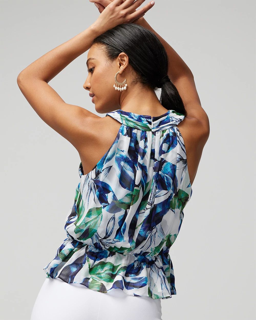 Printed Peplum Halter Top