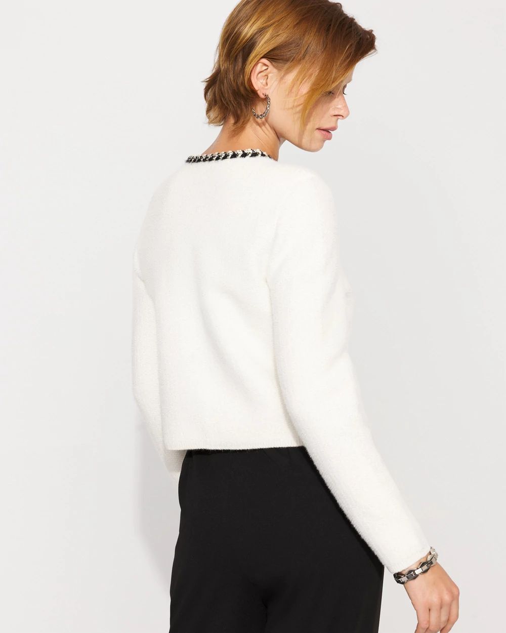 Black and White Tweed Sweater Jacket