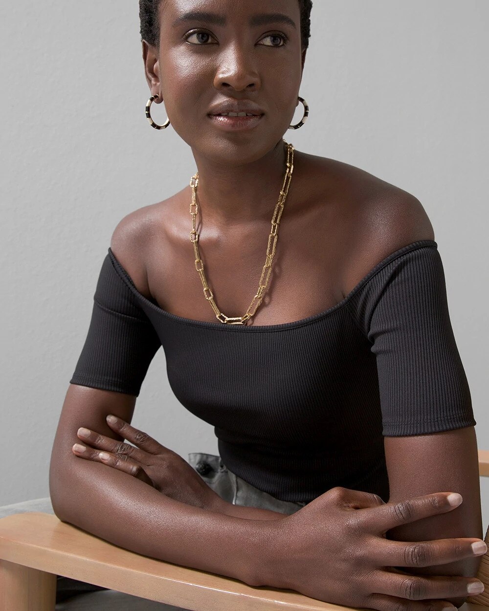 white house black market off the shoulder top