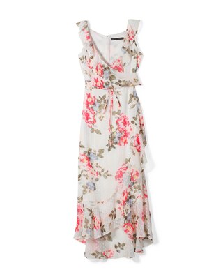 Clip Dot Chiffon Ruffled Wrap Dress