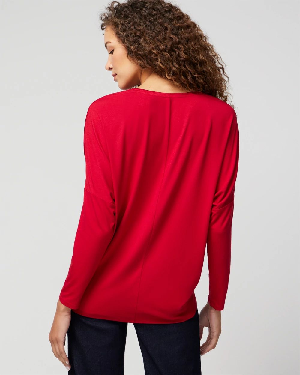 Woven Front Long Sleeve Tee