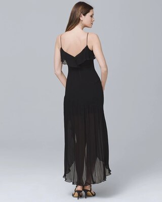 Aidan Mattox Black Pleated Midi Dress