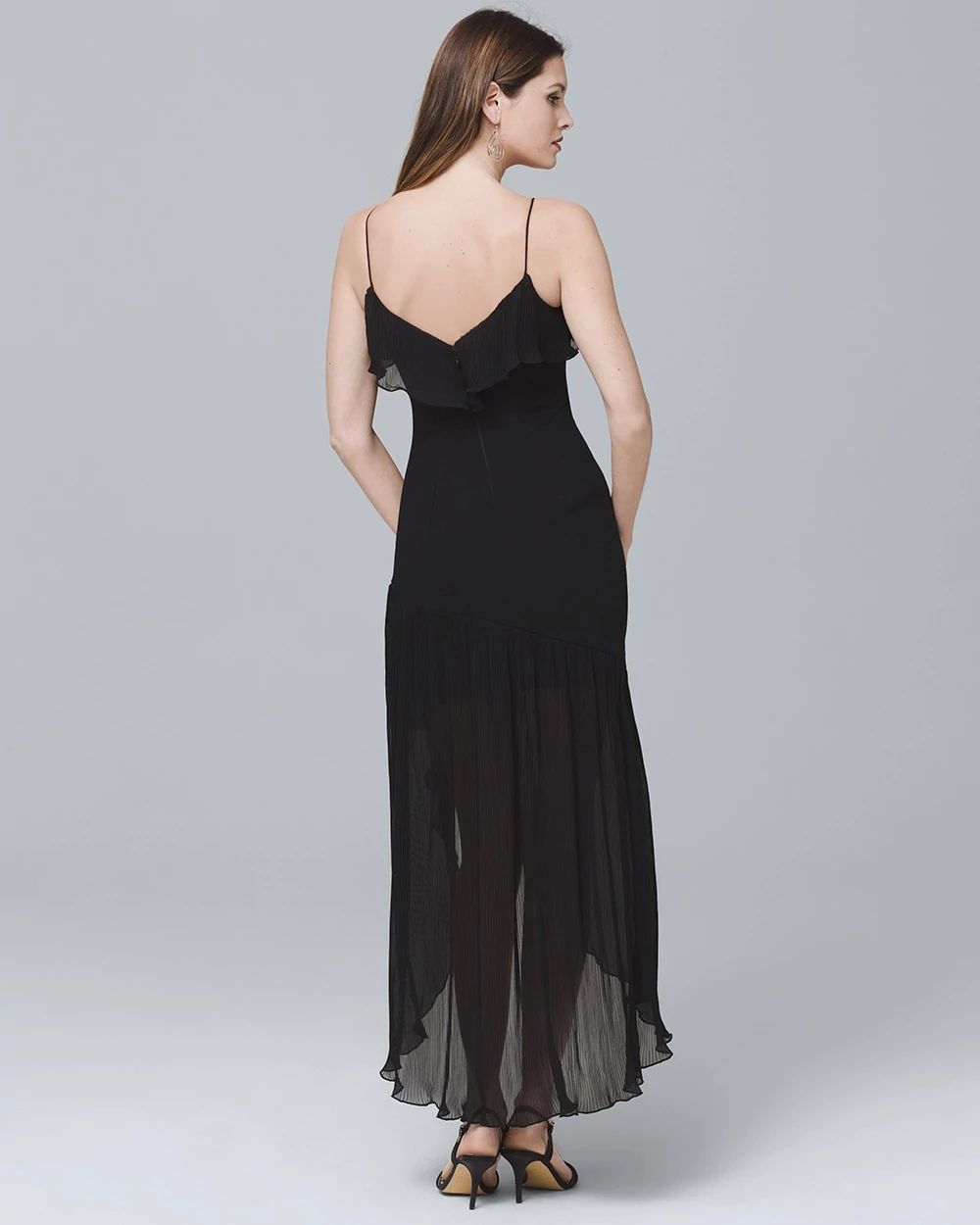 Aidan Mattox Black Pleated Midi Dress