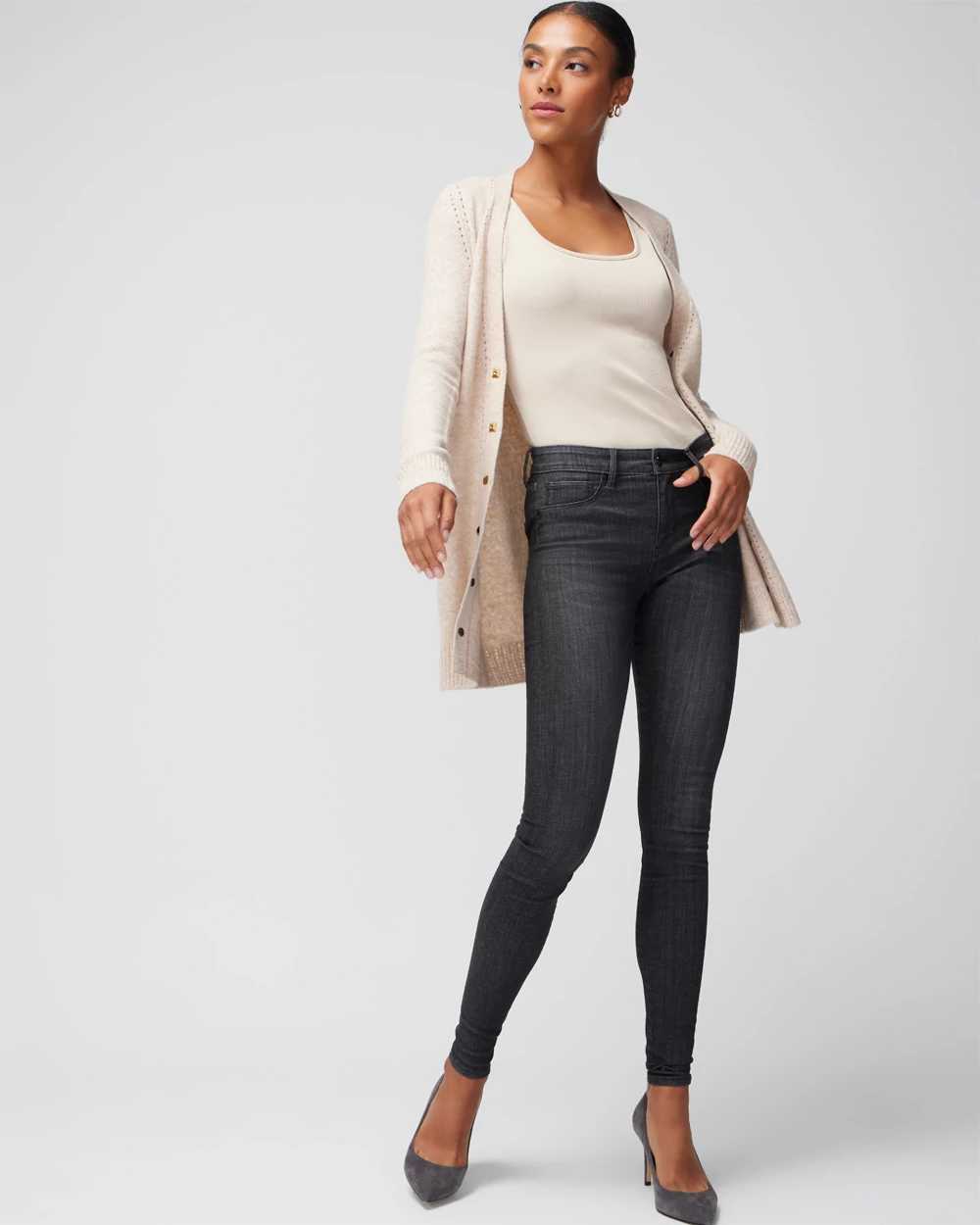 Petite Long Sleeve Boyfriend Cardigan click to view larger image.