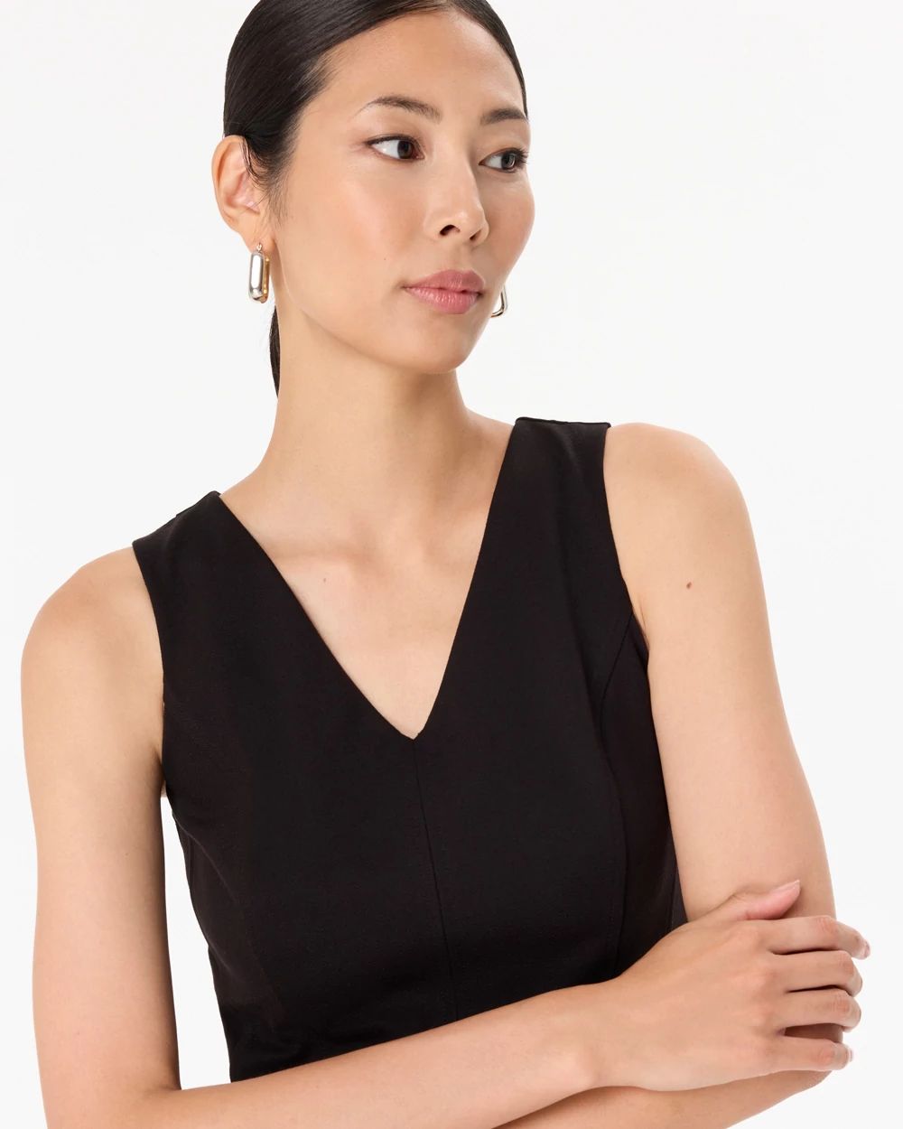 Petite Ponte Sleeveless Dress click to view larger image.