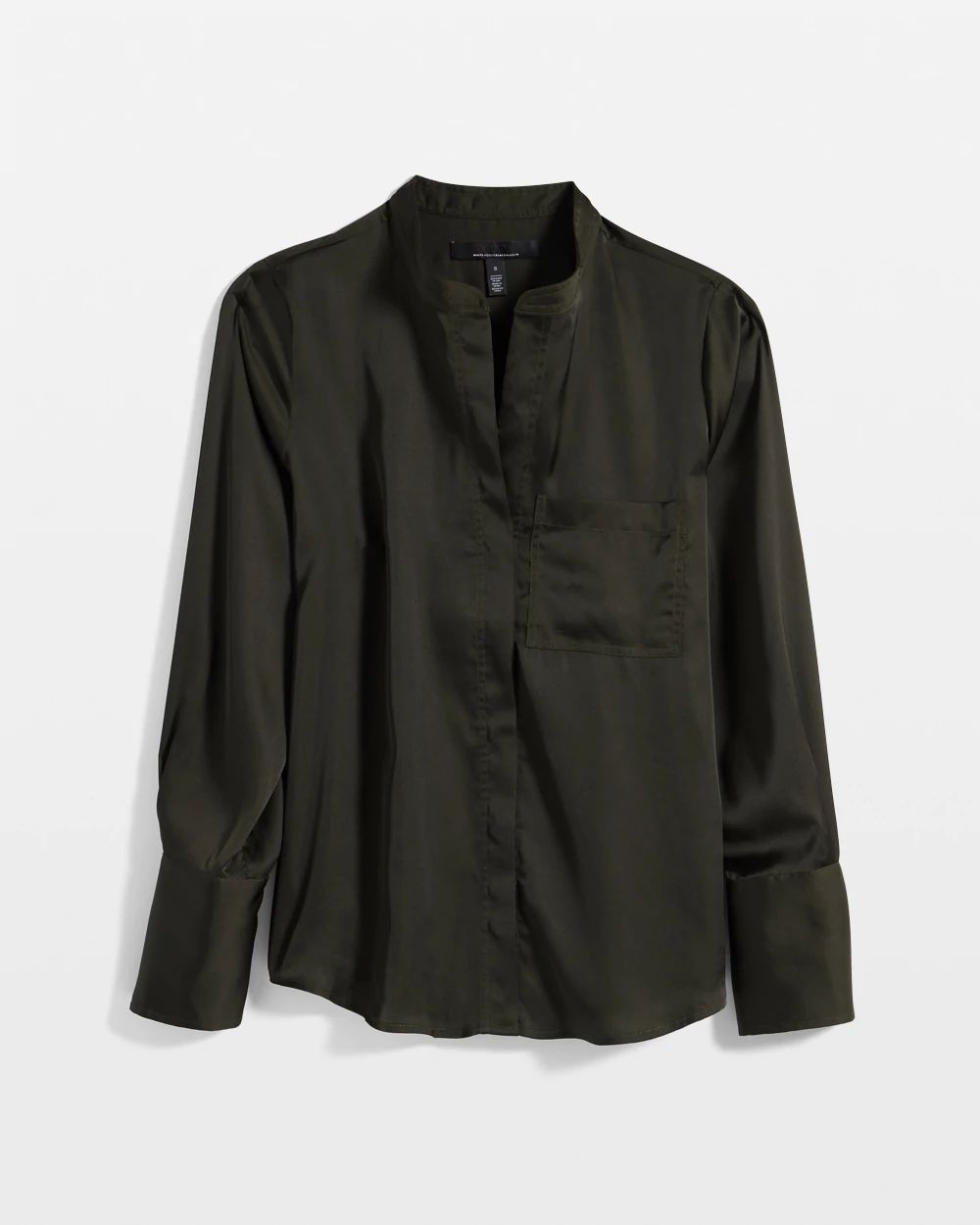 Pocket Detail Satin Shirt click to view larger image.