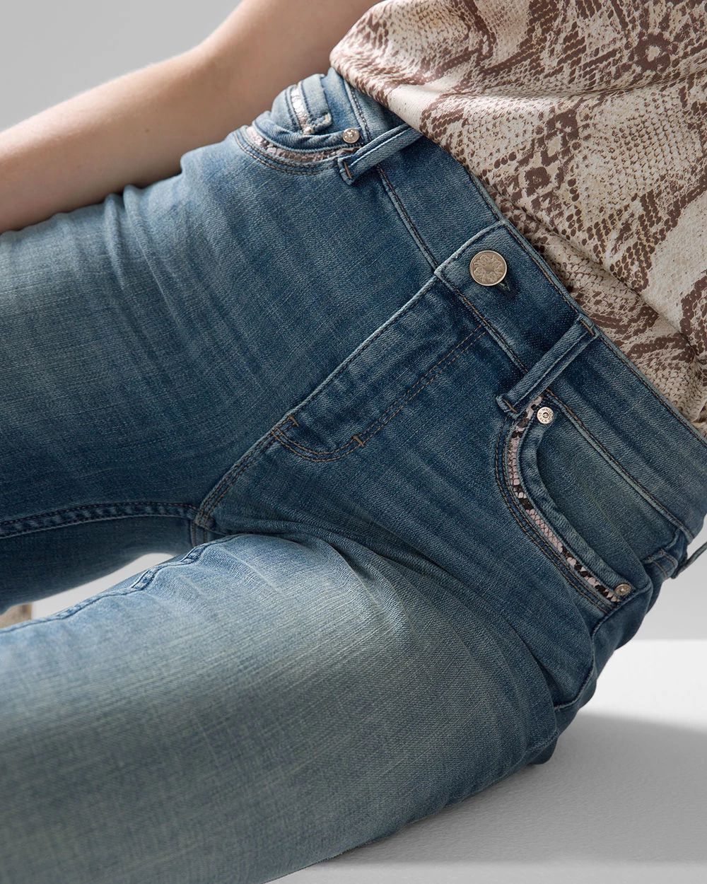 Mid-Rise Everyday Soft Denim™ Python Trim Skinny Jeans