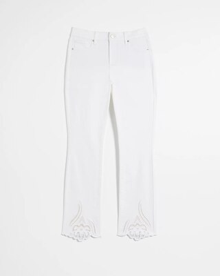 High-Rise Cutout Hem Bootcut Crop Jeans