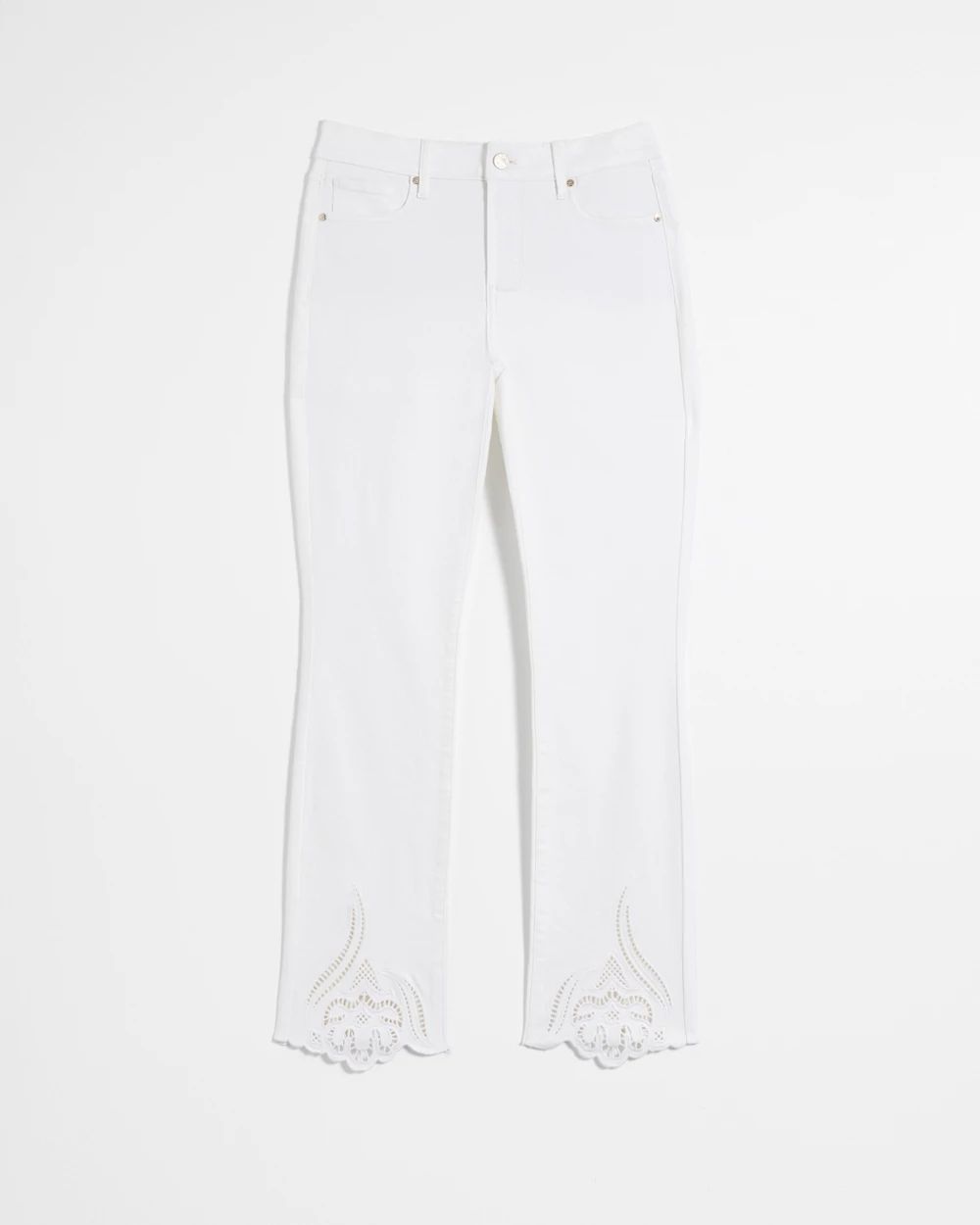 High-Rise Cutout Hem Bootcut Crop Jeans