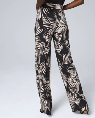 PALM-PRINT JERSEY KNIT WIDE-LEG PANTS