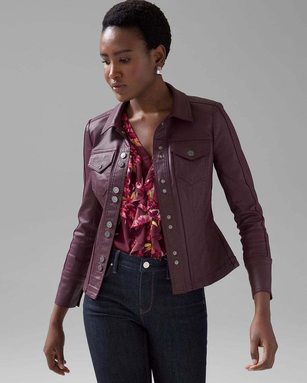 Coated Denim Shacket