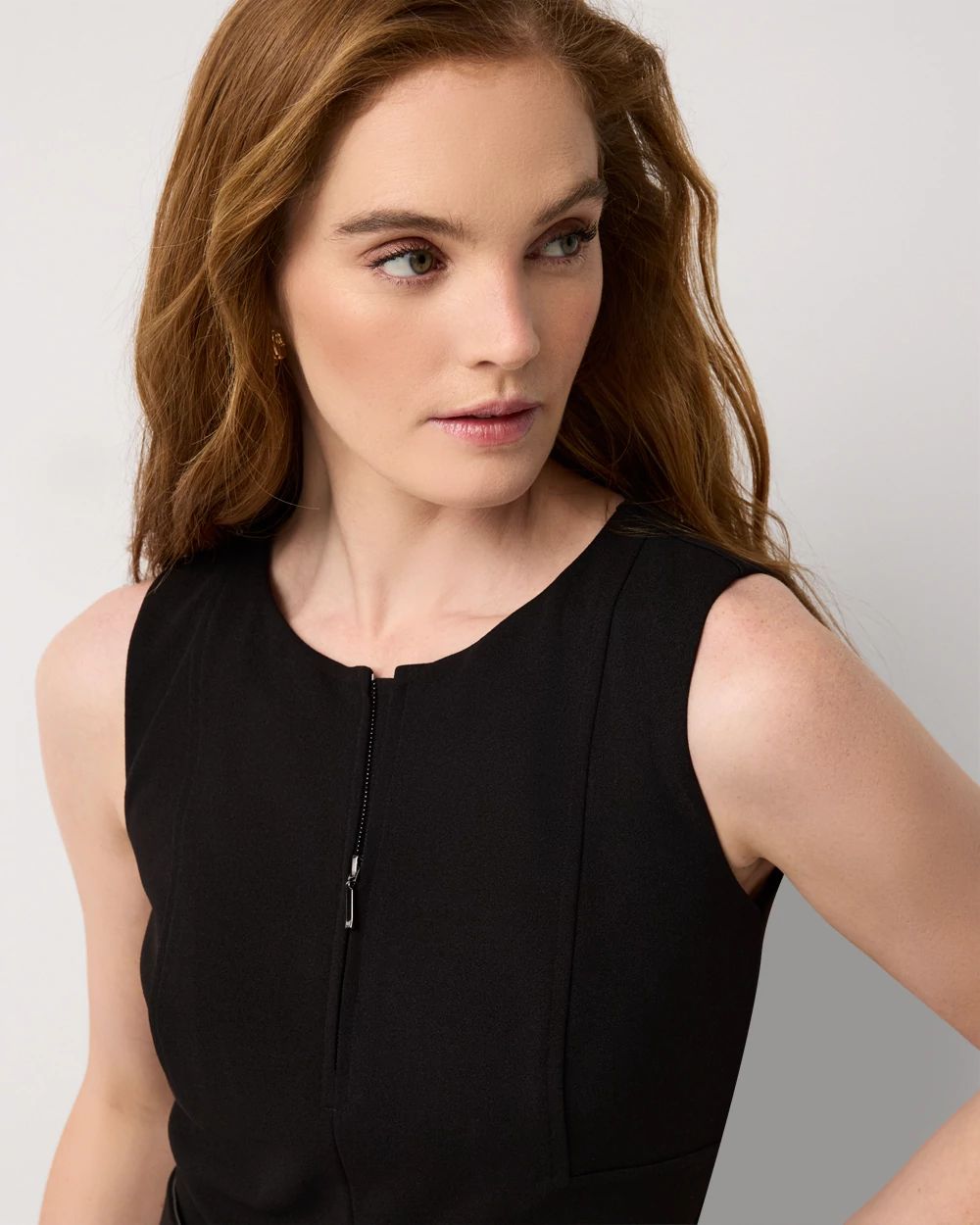 Petite Knit Crepe Zip-Front Jumpsuit