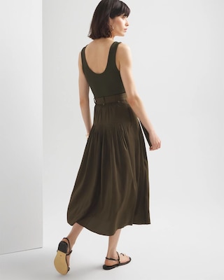 Belted Utility Midi Skirt