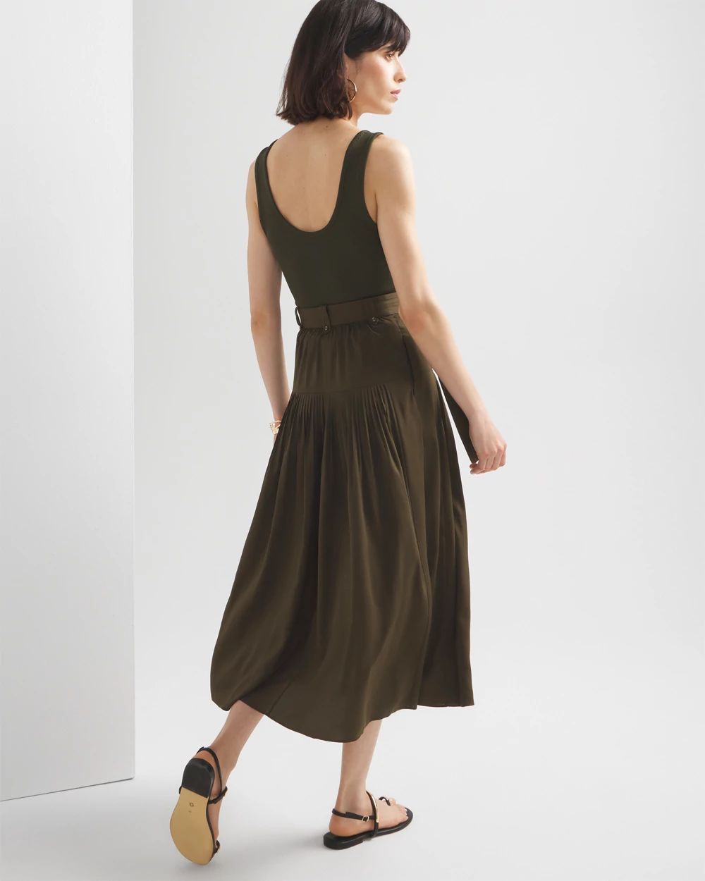 Belted Utility Midi Skirt