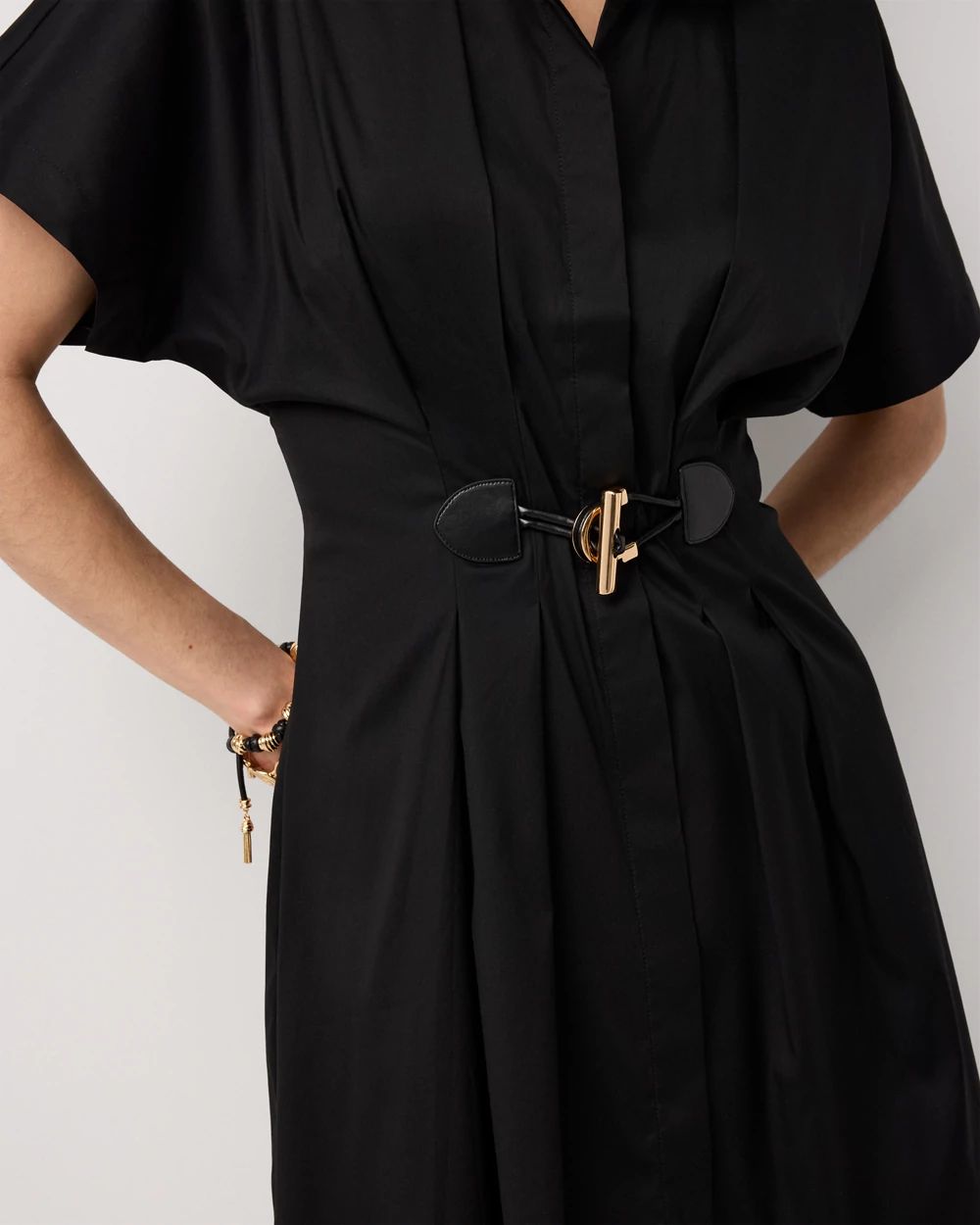 Petite Belted Poplin Shirt Dress