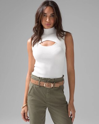 Sleeveless Cutout Mockneck