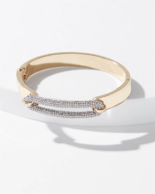 Mixed Metal Pave Link Hinge Bracelet