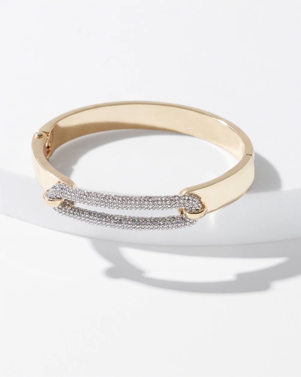 Mixed Metal Pave Link Hinge Bracelet