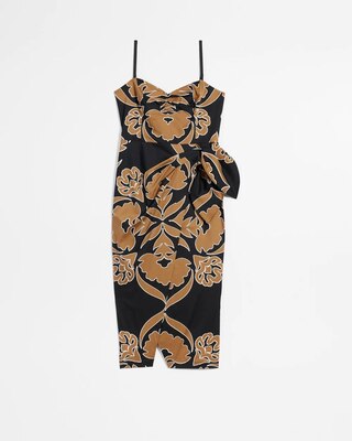 Cotton Sateen Faux Wrap Dress