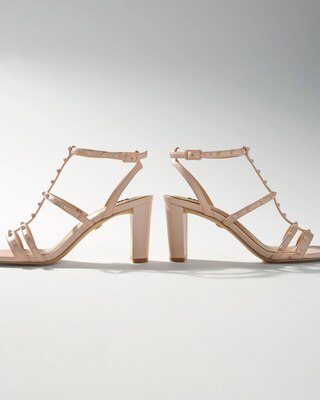 Strappy Studded Mid-Heel Sandal