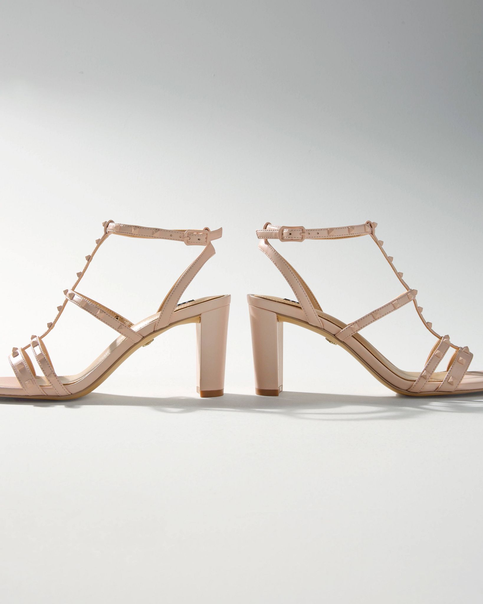 Strappy Studded Mid-Heel Sandal