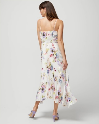 Satin Pleated Midi Dress
