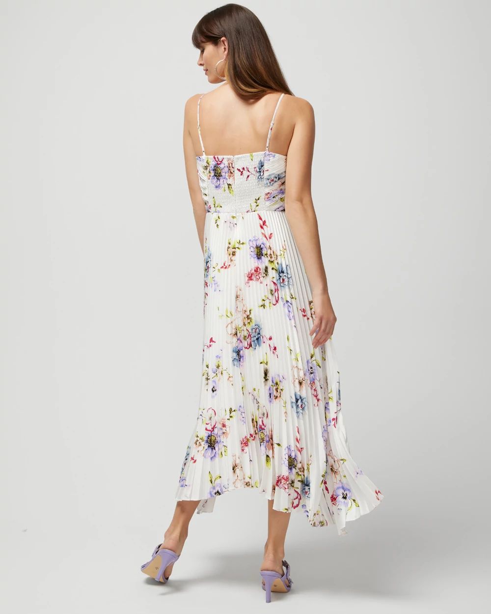 Satin Pleated Midi Dress