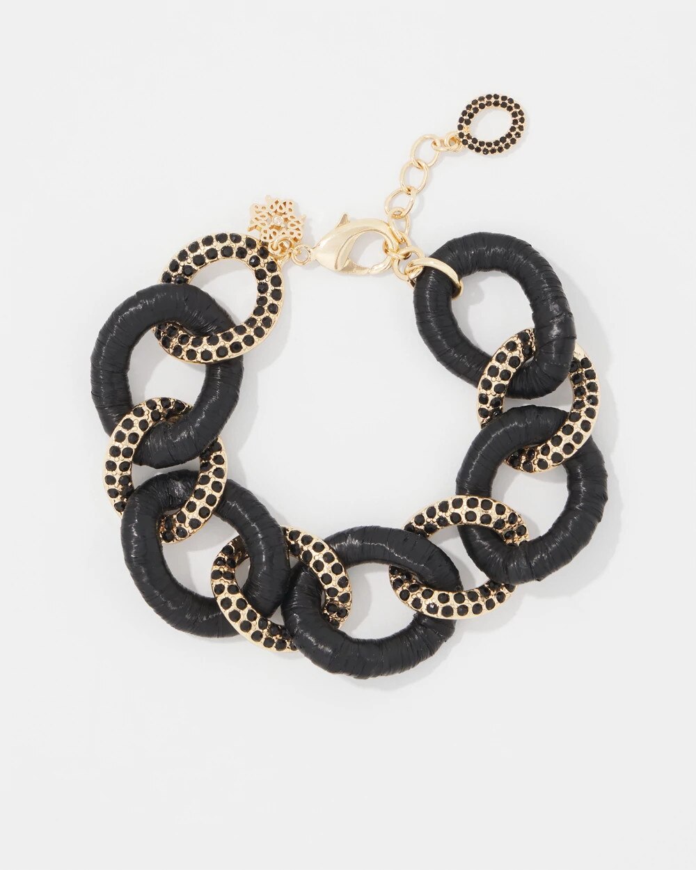 Black Raffia + Crystal Link Bracelet - image 1