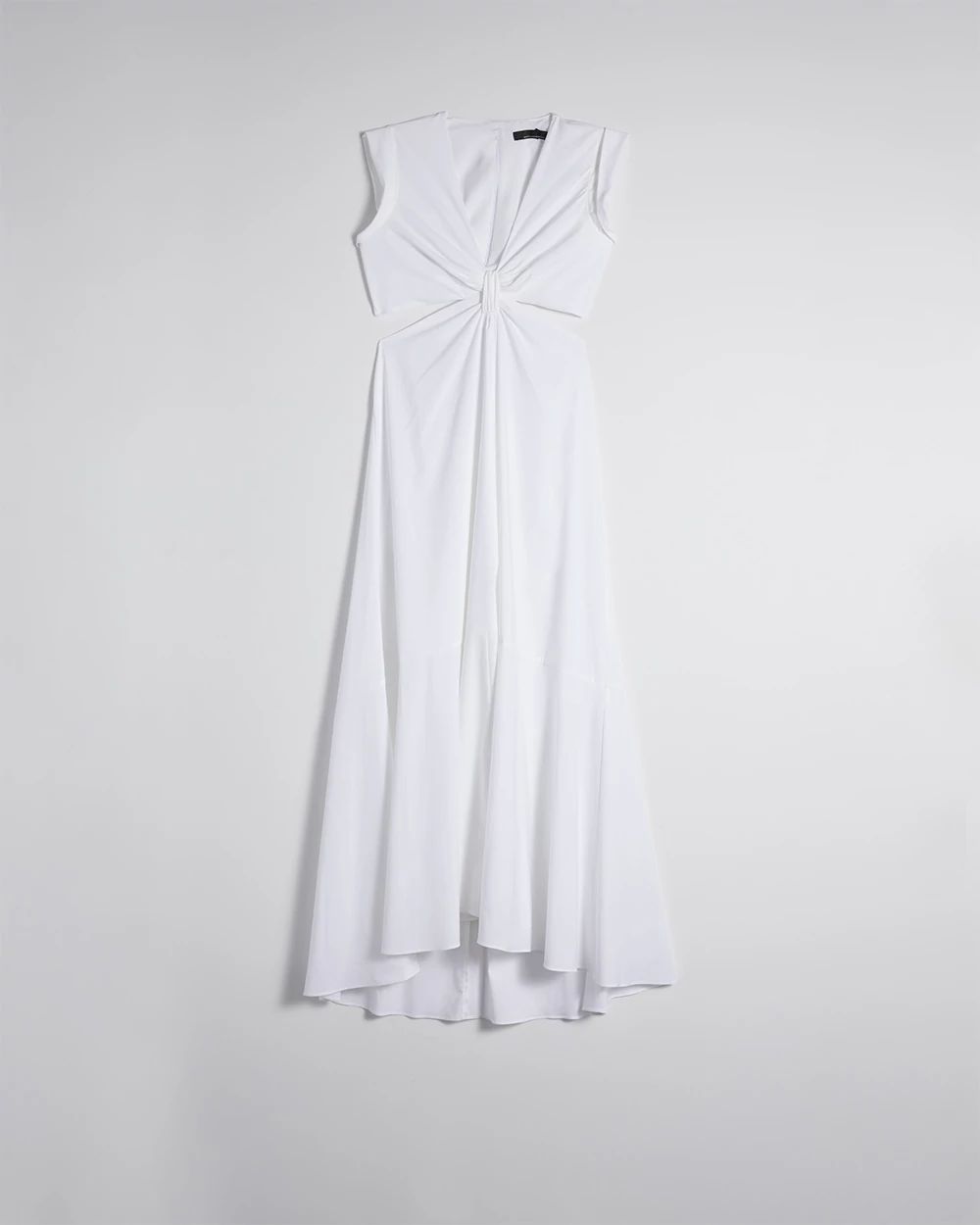 Deep V-Neck Midi Dress with Cut-outs